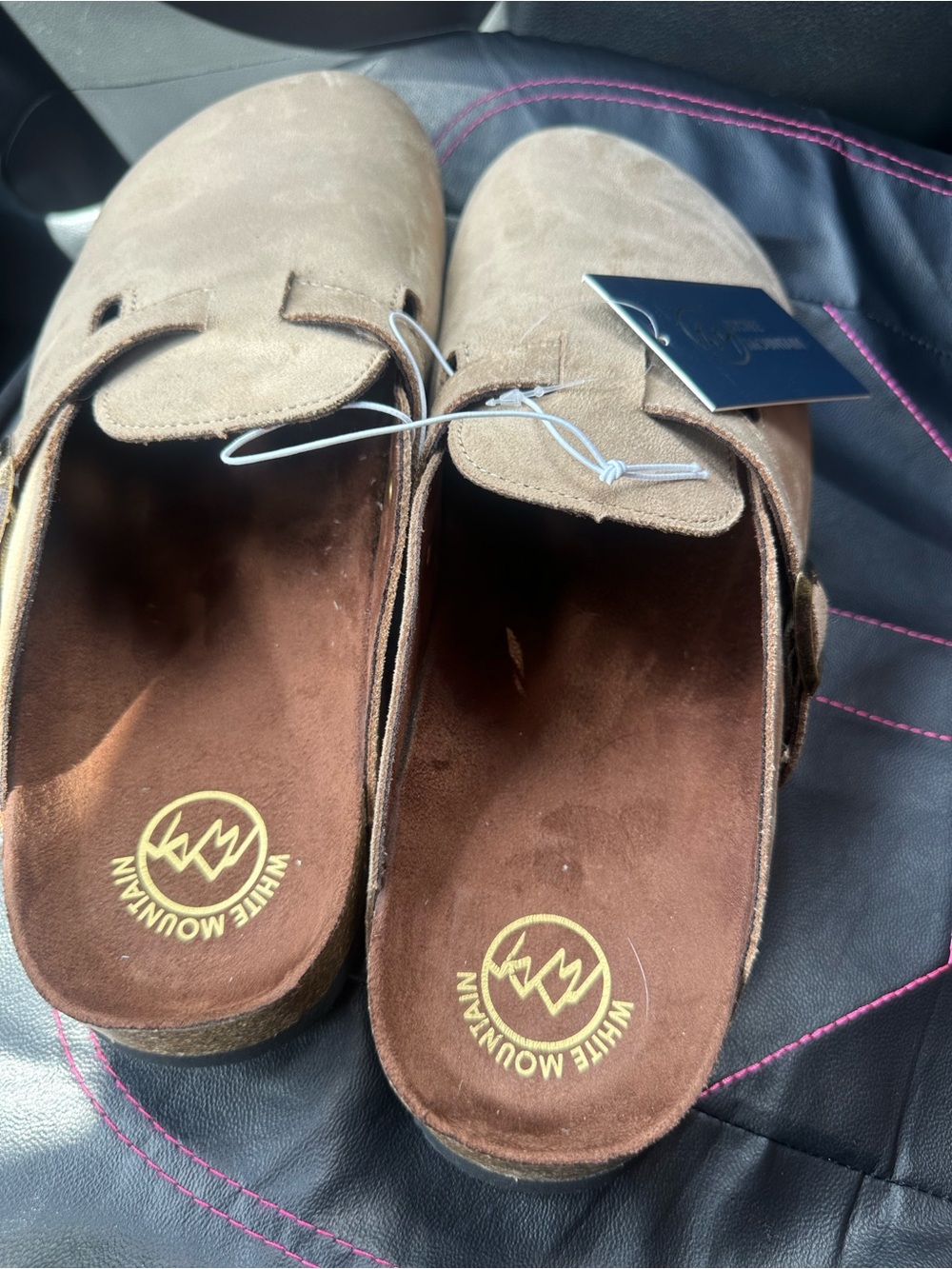 White Mountain Beige Suede Slip-On Clog Mules